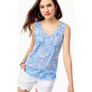NWT Lilly Pulitzer Gigi Tank Top Zanzibar Blue Fish Kiss XL